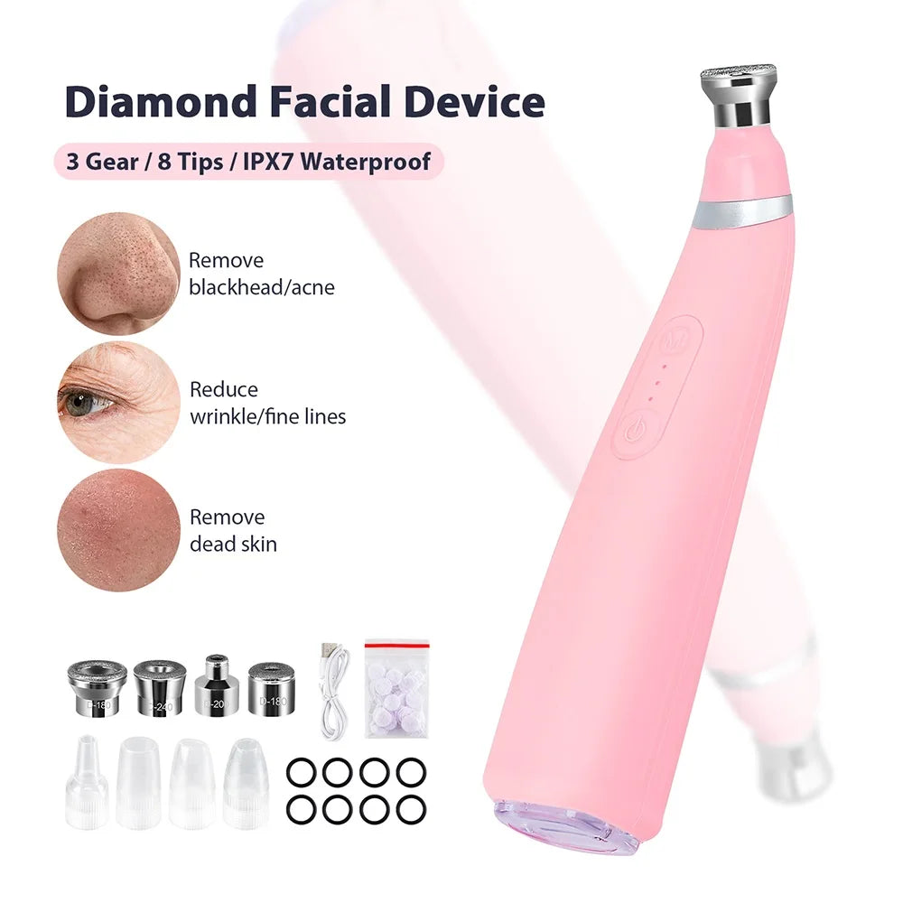 "Portable Diamond Microdermabrasion Vacuum- Blackhead Remover"
